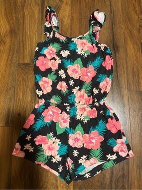 The Children’s Place Toddler Girls Sleeveless Tropical Floral Romper - Black 5t
